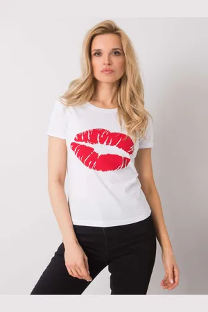 Basics from Amsterdam Bílé dámské tričko s červenou pusou TW-TS-BL-001.99-white
