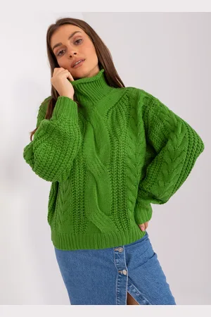 Italy Moda Zelený pletený rolák AT-SW-2350.91P-green