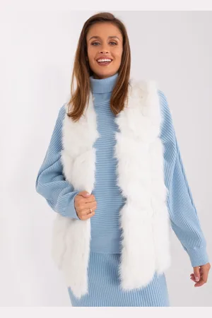 Italy Moda Bílá kožešinová vesta s kapsami AT-KZ-2375.00P-white