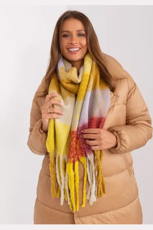 Italy Moda Žlutá károvaná šála s třásněmi -AT-SZ-2311501.90-yellow