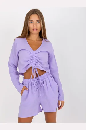 Sublevel Fialové tričko s řasením D70031F11106A3-light purple