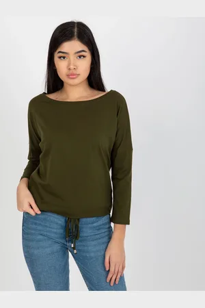 BASIC FEEL GOOD Khaki jednobarevná halenka RV-BZ-4691.10X-khaki