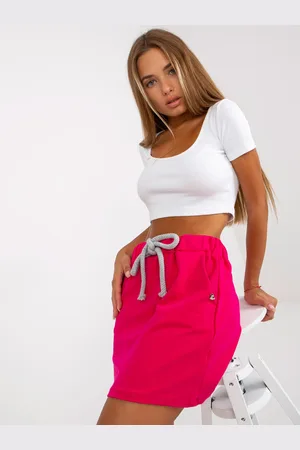BASIC FEEL GOOD Fuchsiová sukně v pase na vázání RV-SD-8064.77-fuchsia pink