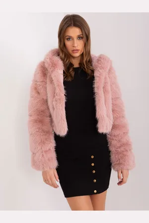 Italy Moda Světle růžový krátký kožíšek s kapucí AT-KR-2378.96P-light pink