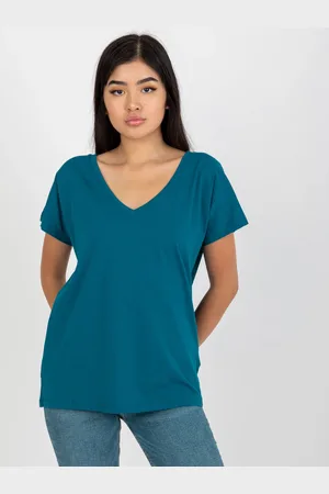 BASIC FEEL GOOD Tmavě modré dámské tričko s krátkými rukávy RV-TS-4832.66P-sea