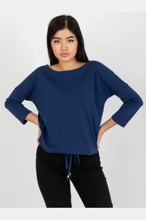BASIC FEEL GOOD Tmavě modrá jednobarevná halenka RV-BZ-4691.00X-dark blue