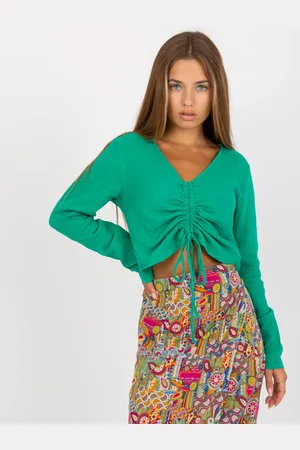 Sublevel Zelené dámské tričko s řasením D70031F11106A4-green