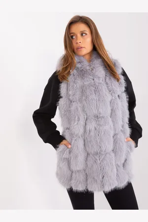 Italy Moda Šedá chlupatá vesta s kapucí AT-KZ-2379.96P-grey