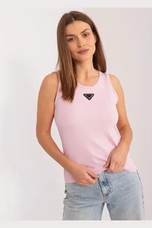 Italy Moda Světle růžový basic žebrovaný top DHJ-TP-8962.20-light pink