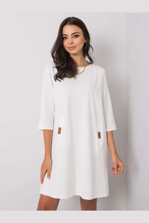 RELEVANCE Bílé dámské volné šaty RV-SK-6274.36P-white