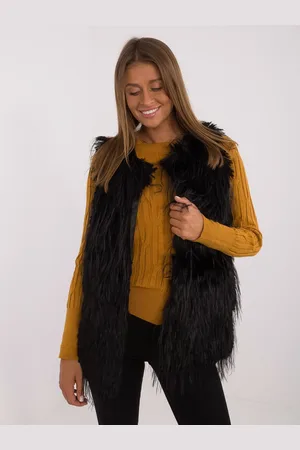 Italy Moda Černá kožíšková vesta AT-KZ-2349-1.80-black