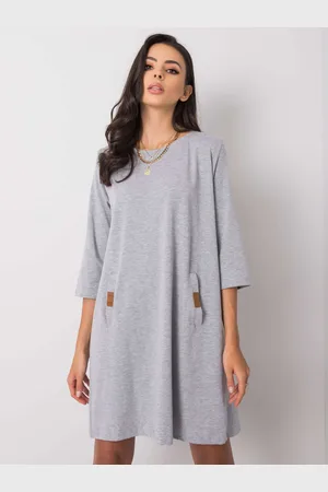 RELEVANCE Světle šedé dámské volné šaty RV-SK-6274.36P-gray