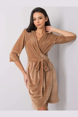 Basics from Amsterdam Béžové sametové šaty LK-SK-508393.65-beige