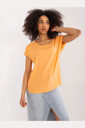 Sublevel Světle oranžové tričko s kulatým výstřihem D73761Z10978R-light orange