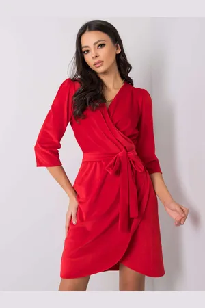 Basics from Amsterdam Červené elegantní šaty s páskem -LK-SK-508393.65-red