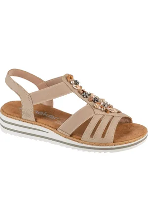 Rieker Béžové dámské sandály na klínku Sandals V0649-62