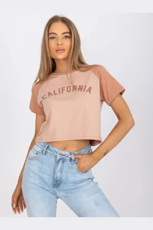 Fancy Béžový dámský crop top CALIFORNIA FA-TS-7708.44-beige