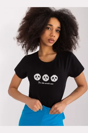 BASIC FEEL GOOD Černé tričko s aplikací -RV-BZ-9624.70-black