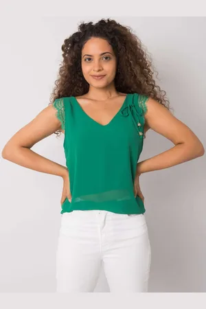 Italy Moda Zelený top s krajkou -DHJ-TP-13317.25P-green