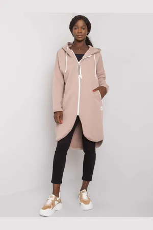 RELEVANCE Tmavě béžová dlouhá mikina na zip RV-BL-4742.20P-dark beige