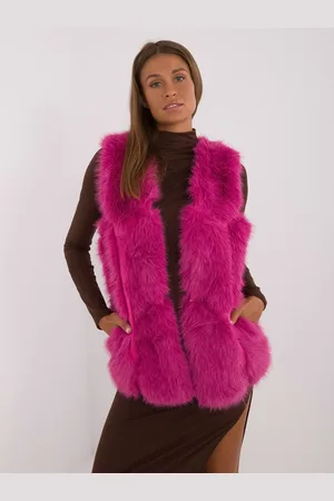 Italy Moda Růžová dámská kožíšková vesta AT-KZ-2375.00P-pink