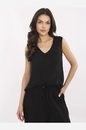 Sublevel Černá dámská volná viskózová halenka bez rukávů D73761M11218A-black