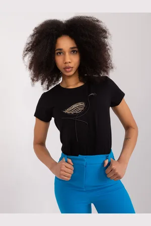 BASIC FEEL GOOD Černé tričko s aplikací RV-BZ-9646.07-black
