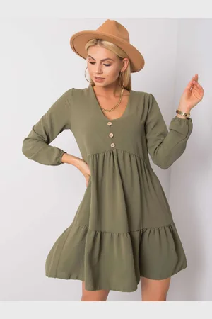 Sublevel Khaki dámské šaty s knoflíčky