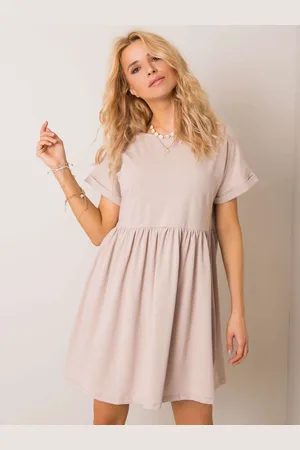 RUE PARIS Dámské béžové šaty RV-SK-5672.03P-beige