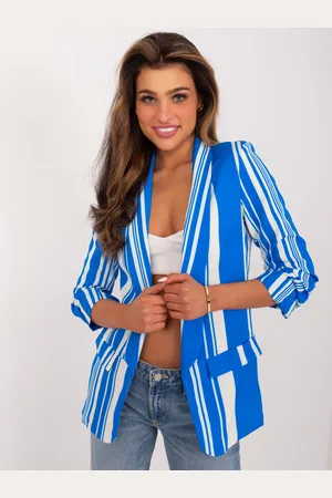 Italy Moda Modré pruhované sako DHJ-MA-2766.55-blue