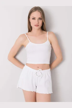 RUE PARIS Bílý krátký top na ramínka RV-TP-6626.88-white