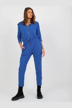 RELEVANCE Tmavě modrý overal se zipem, kapucí a 3/4 rukávy RV-KO-7824.04-dark blue
