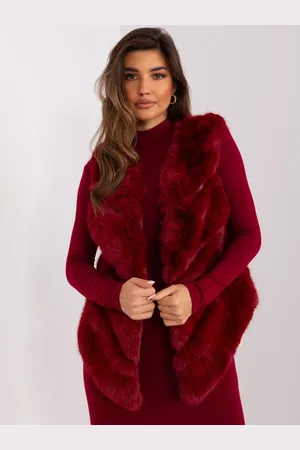 Italy Moda Bordó asymetrická chlupatá kožíšková vesta AT-KZ-2349.00P-bordo