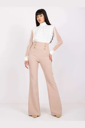 Basics from Amsterdam Béžové zvonáče s vysokým pasem a knoflíky LC-SP-22K-5019.13P-beige