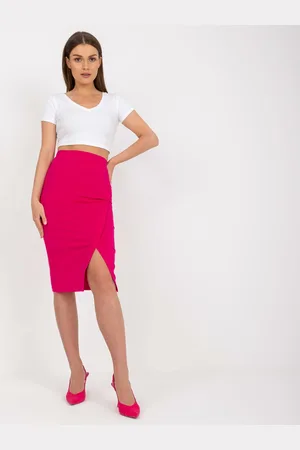 BASIC FEEL GOOD Fuchsiová midi sukně s rozparkem RV-SD-7847.80-fuchsia