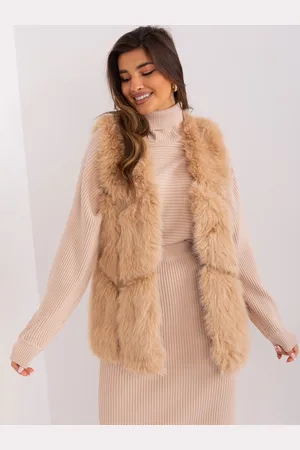 Italy Moda Camel kožešinová vesta s kapsami AT-KZ-2375.00P-camel