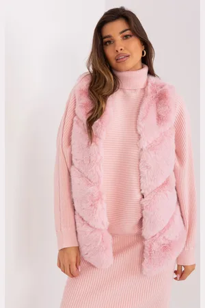 Italy Moda Asymetrická chlupatá kožíšková vesta -AT-KZ-2349.00P-light pink