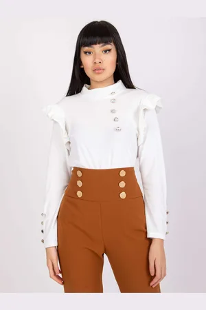 Italy Moda Bílé dámské velurové tričko s volánky DHJ-BZ-6533A.44P-white