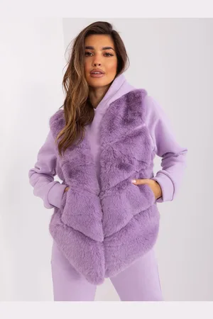 Italy Moda Fialová asymetrická chlupatá kožíšková vesta AT-KZ-2349.00P- viollet