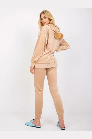 Fancy Béžová velurová tepláková souprava FA-KMPL-7512.42P-beige