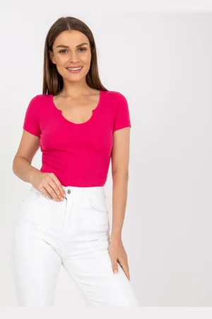 Basics from Amsterdam Fuchsiové tričko s hlubokým výstřihem -TW-BZ-BL-006.29X-fuchsia