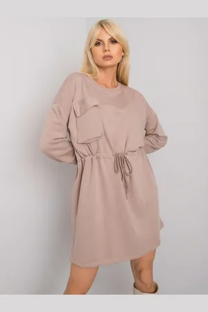 RUE PARIS Béžové dámské mikinové šaty RV-SK-7011.27X-beige