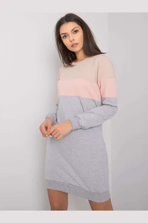 RUE PARIS Šedo-růžové dámské mikinové šaty RV-SK-5869.04-pink
