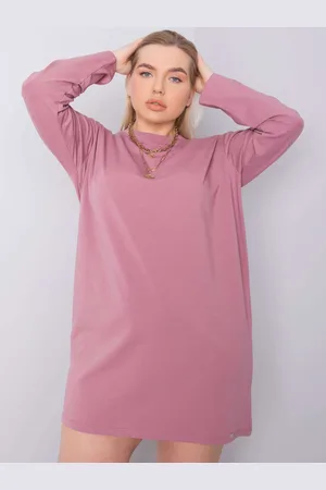 BASIC FEEL GOOD Růžové basic šaty s dlouhým rukávem RV-SK-6321.93-pink
