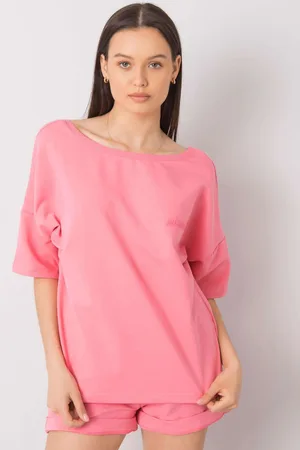 Fancy Růžová dámská tepláková souprava trička a šortek FA-KMPL-6410.38P-pink