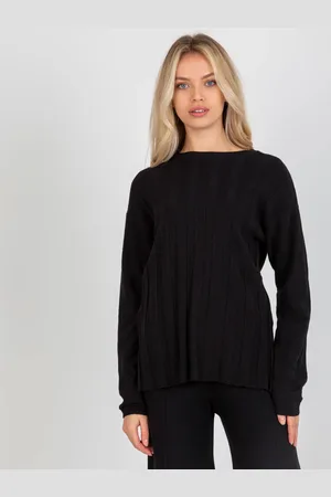 COCO ANGELO Černý dámský lehký svetr s pruhy VI-SW-20234.75P-black