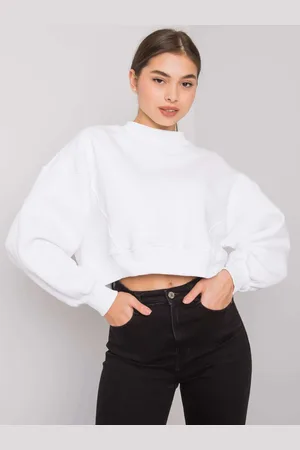 BASIC FEEL GOOD Bílá volná dámská crop mikina RV-BL-6992.69-white