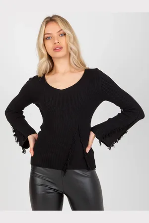 COCO ANGELO Černý svetr s rozšířenými rukávy VI-SW-20260.91P-black