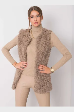 Basics from Amsterdam Dámská béžová chlupatá vesta AT-KZ-22105.11P-beige