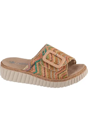 Rieker Béžové dámské nazouváky na klínku Sandals 69253-91